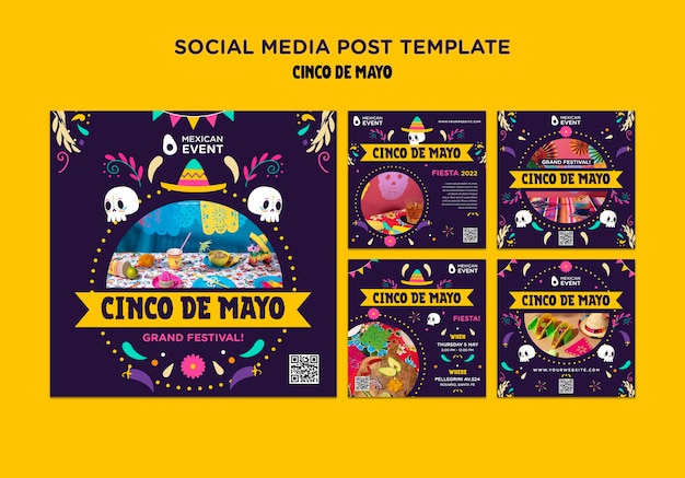 PSD grátis design de modelo de postagem do instagram de cinco de maio