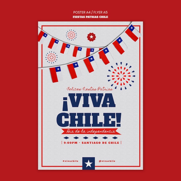 PSD grátis design de pôster do dia internacional do chile