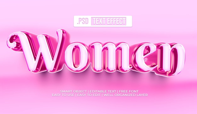 PSD grátis efeito de estilo de texto feminino