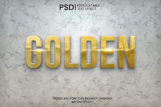 PSD grátis efeito de texto 3d realista dourado e mármore