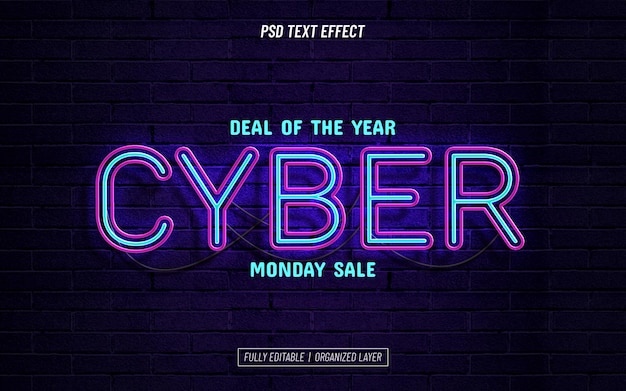 PSD grátis efeito de texto da cyber monday