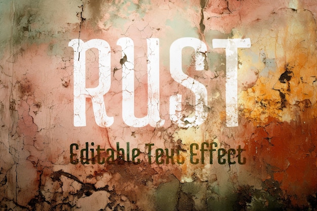 PSD grátis efeito de texto editável em uma parede rusty grunge