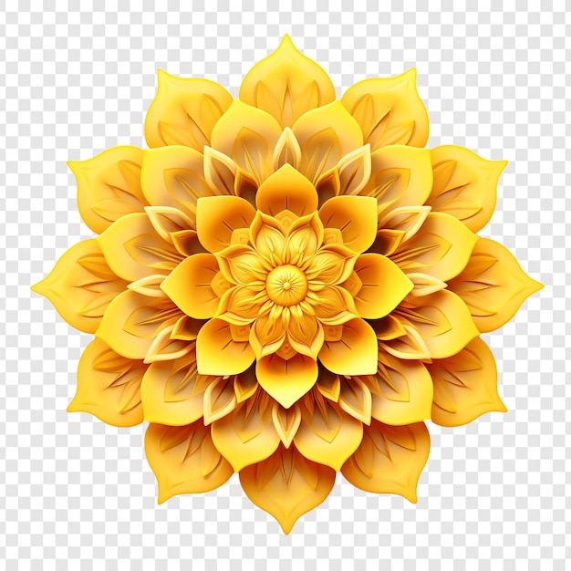 PSD grátis elemento de design fractal de mandala com padrão de flores isolado em fundo transparente