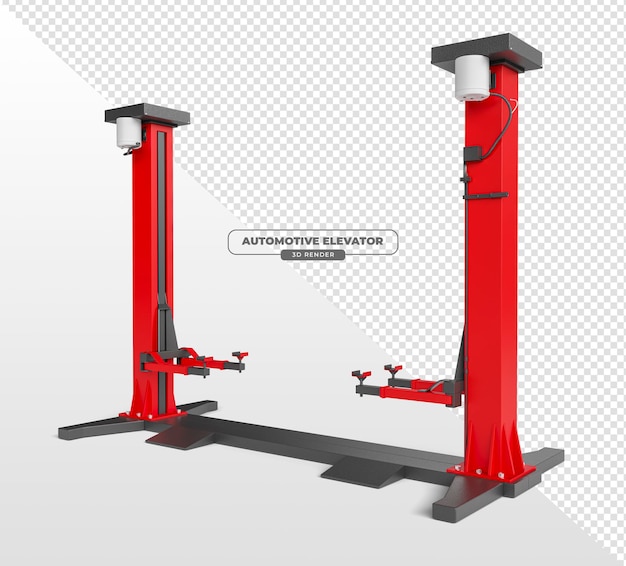 PSD grátis elevador automotivo para oficina mecânica em renderização 3d com fundo transparente