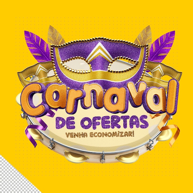 PSD grátis em breve carnaval 3d de ofertas venha economizar