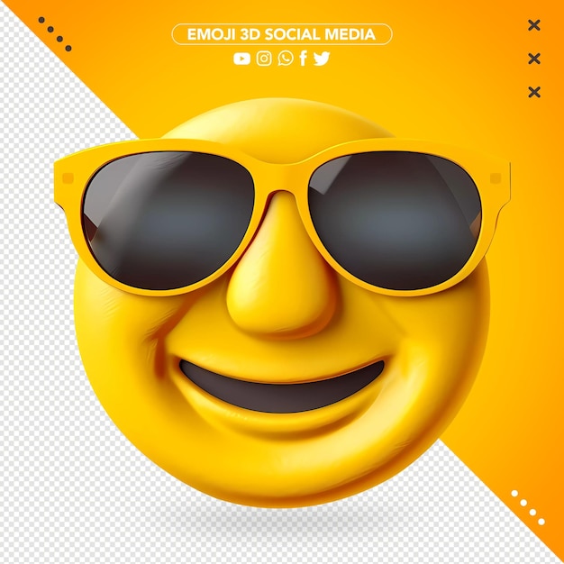 PSD grátis emoji de óculos de sol 3d