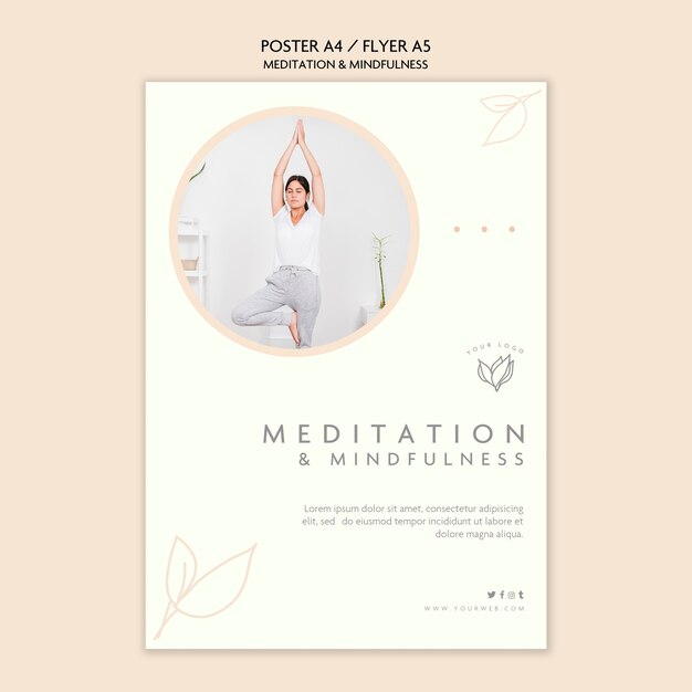 Estilo de cartaz de meditação e atenção plena