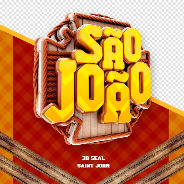 PSD grátis festa junina logotipo 3d são joão no brasil para composição