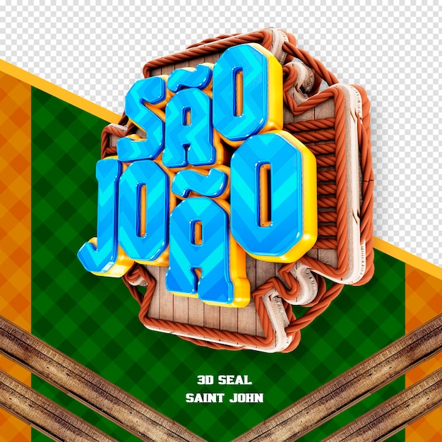 PSD grátis festa junina logotipo 3d são joão no brasil para composição