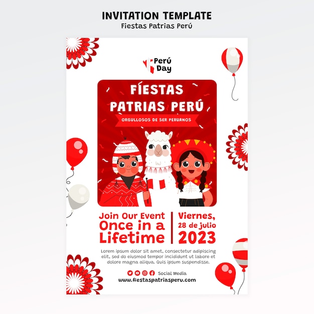 PSD grátis fiestas patrias peru convite para celebração