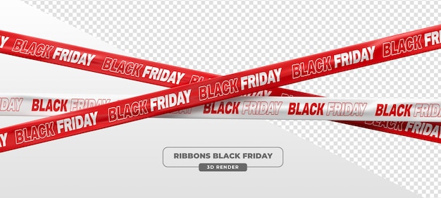 PSD grátis fitas e fitas promocionais vermelhas e brancas da black friday em 3d render em fundo transparente