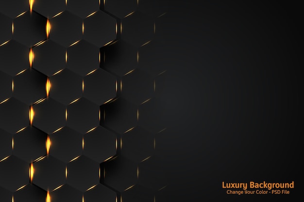 PSD grátis fundo de luxo hexagonal preto e dourado abstrato