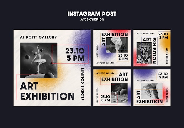 PSD grátis galeria de arte e coleção de postagens do instagram de exposições