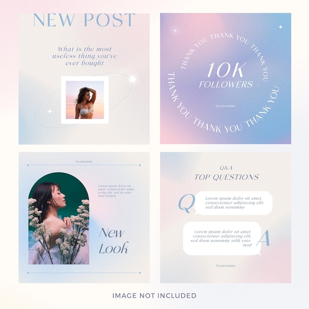 Gradient fashion post instagram definido Premium Psd