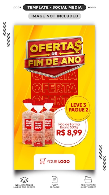 PSD grátis histórias de mídia social promoções de férias em supermercados