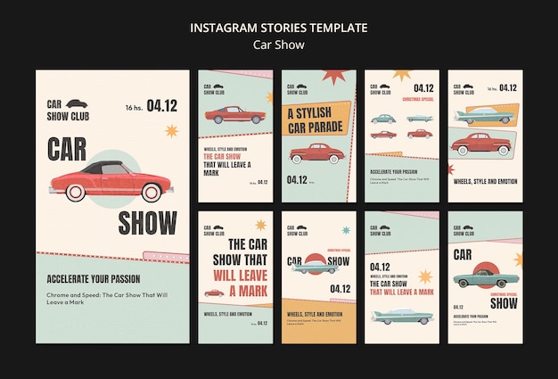 PSD grátis histórias do instagram de feiras de automóveis