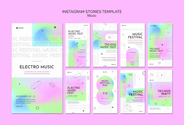 PSD grátis histórias do instagram de festivais de música