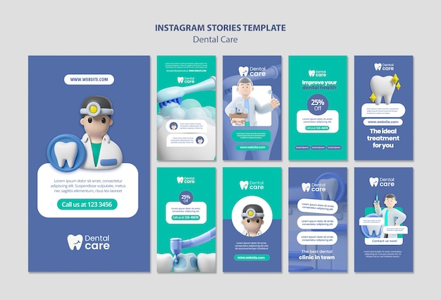 PSD grátis histórias do instagram sobre atendimento odontológico