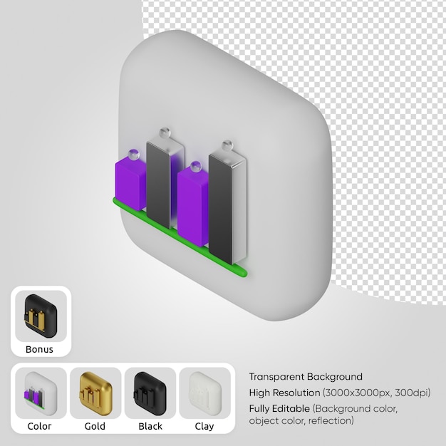 PSD grátis ícone de gráfico de barras 3d isométrico