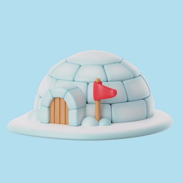 PSD grátis ícone de inverno 3d com iglu