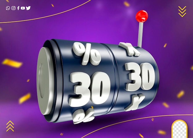 PSD grátis ícone de valor de desconto 3d percentual para promoções de supermercado e vendas online 30 por cento