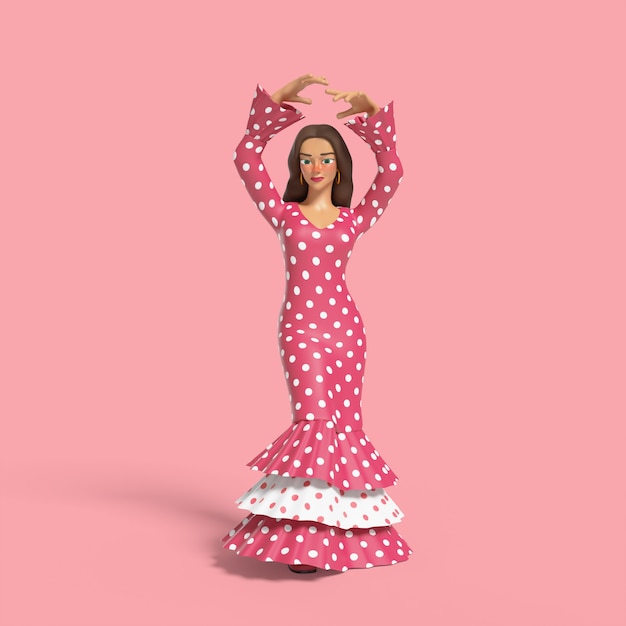 ilustração 3d da mulher que mostra uma pose da dança