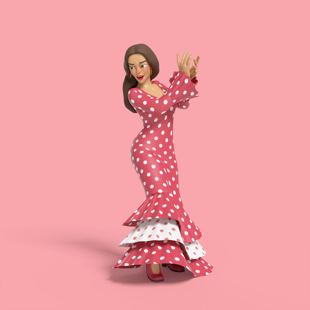 ilustração 3d da mulher que mostra uma pose da dança