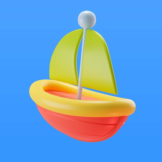 ilustração 3D do barco de brinquedo infantil