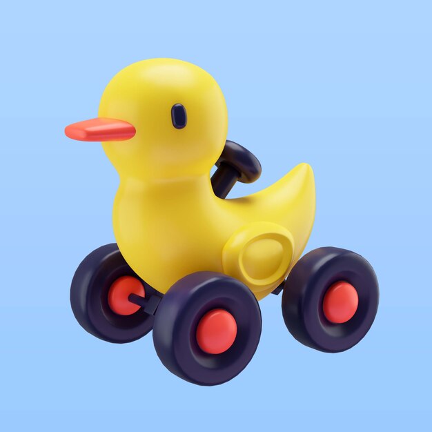 ilustração 3D do carro de pato de brinquedo infantil