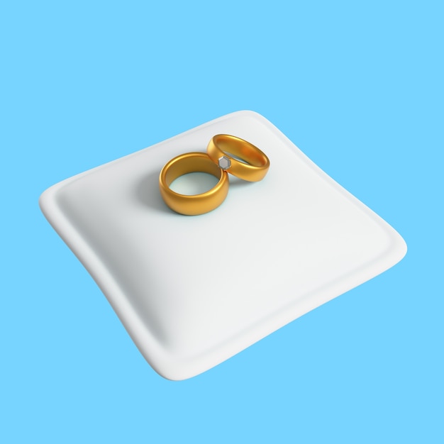 Ilustração de casamento 3D de anéis