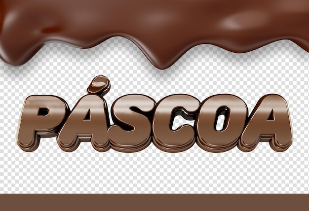 PSD grátis logotipo 3d de páscoa com textura de chocolate derretido pascoa no brasil