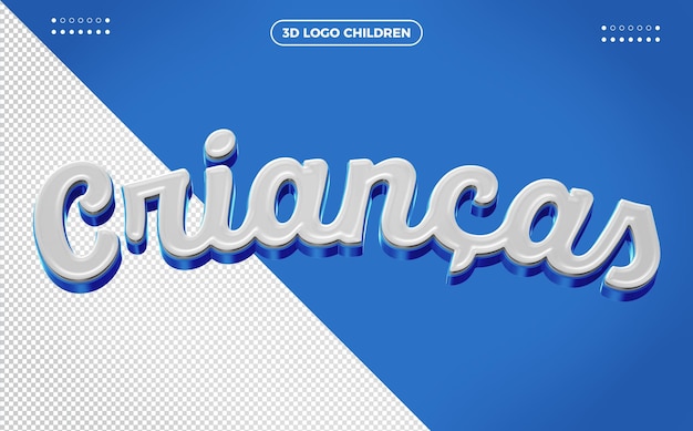 PSD grátis logotipo das crianças 3d isolado no fundo azul escuro