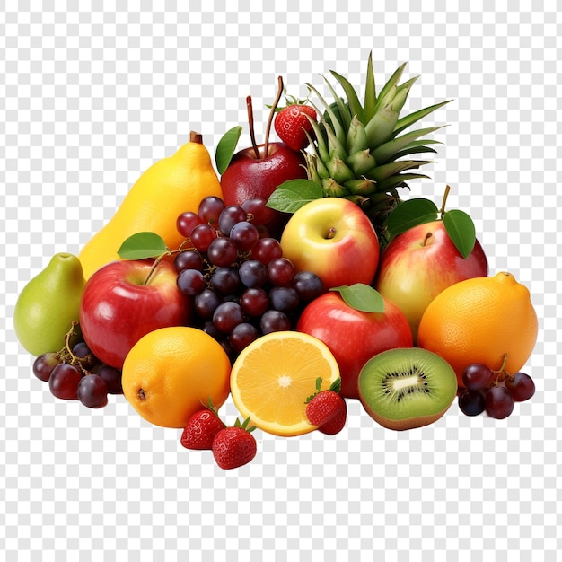 PSD grátis misture frutas png isoladas em fundo transparente