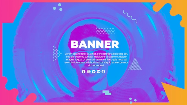 PSD grátis modelo de banner da web no estilo de memphis com conceito de verão