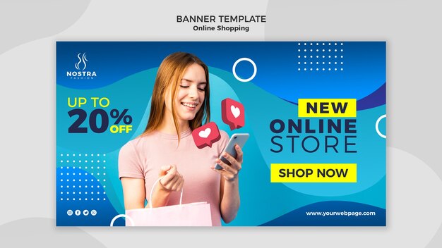 Modelo de banner de conceito de compras online