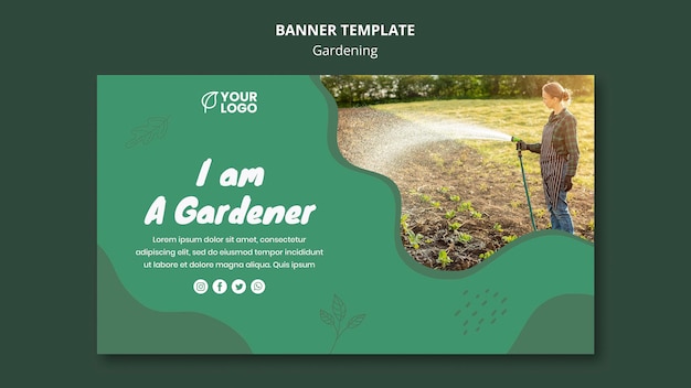 Modelo de banner de conceito de jardinagem