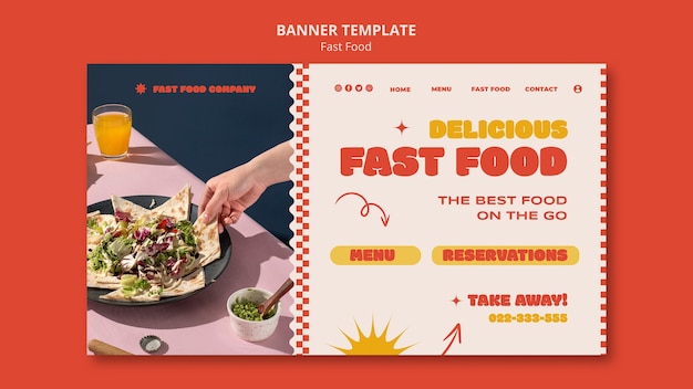 Modelo de banner de fast food delicioso