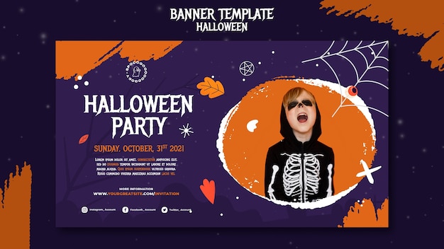 PSD grátis modelo de banner de festa de halloween