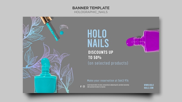 Modelo de banner de unhas holográficas