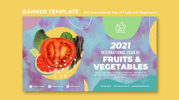 PSD grátis modelo de banner do ano internacional de frutas e vegetais