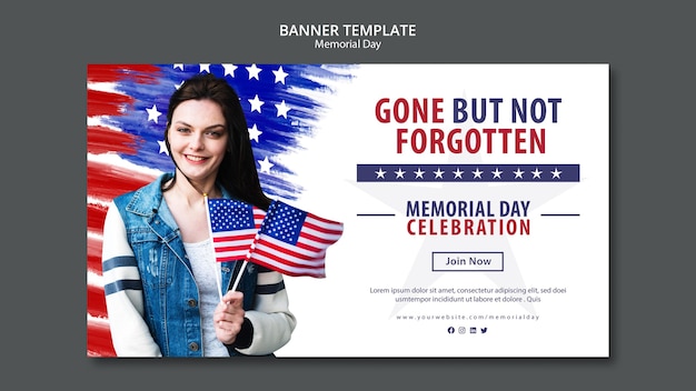 Modelo de banner do conceito do Memorial Day