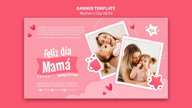 PSD grátis modelo de banner horizontal de celebração do dia das mães