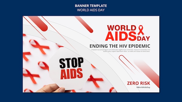 PSD grátis modelo de banner horizontal do dia mundial da aids