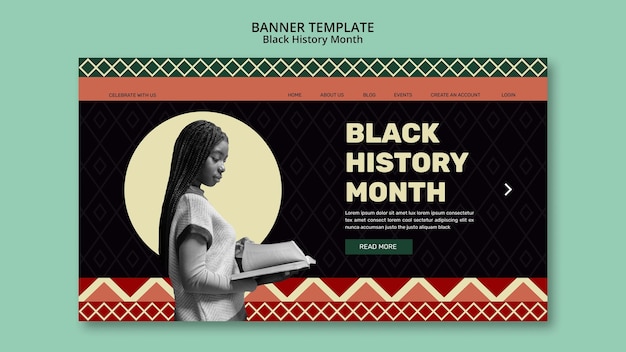 Modelo de banner horizontal do mês da história negra