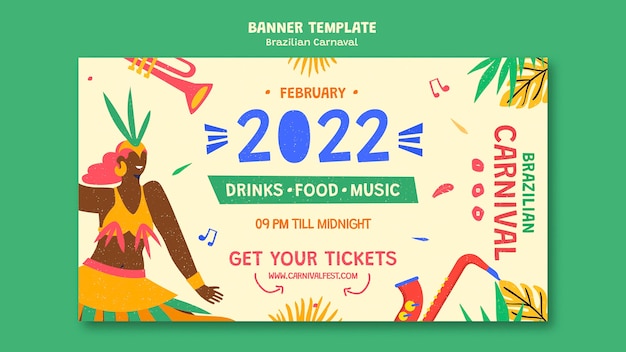 Modelo de banner horizontal para carnaval brasileiro