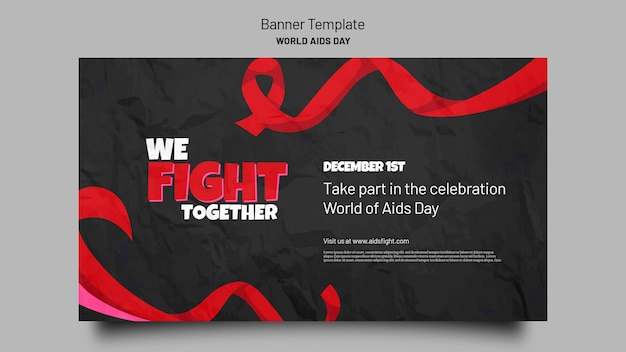 PSD grátis modelo de banner horizontal para conscientização do dia da aids