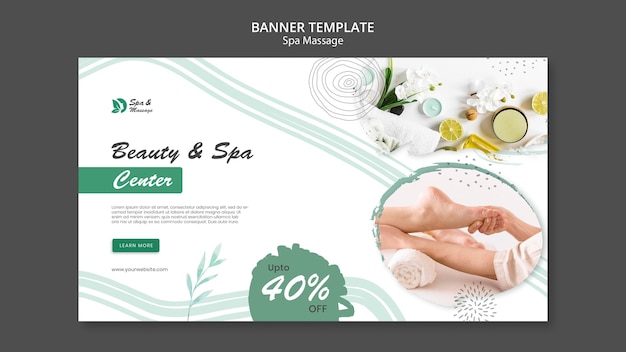 PSD grátis modelo de banner horizontal para massagem em spa com mulher