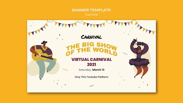 PSD grátis modelo de banner ilustrado de carnaval