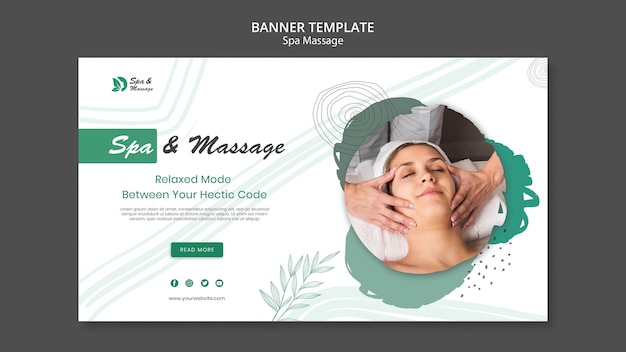 Modelo de banner para massagem em spa com mulher