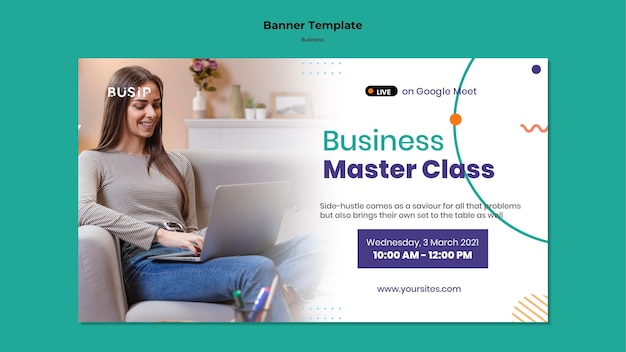 PSD grátis modelo de banner para webinar e início de negócios